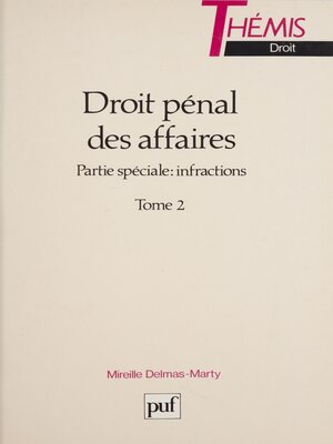 cover image of Droit pénal des affaires (2)